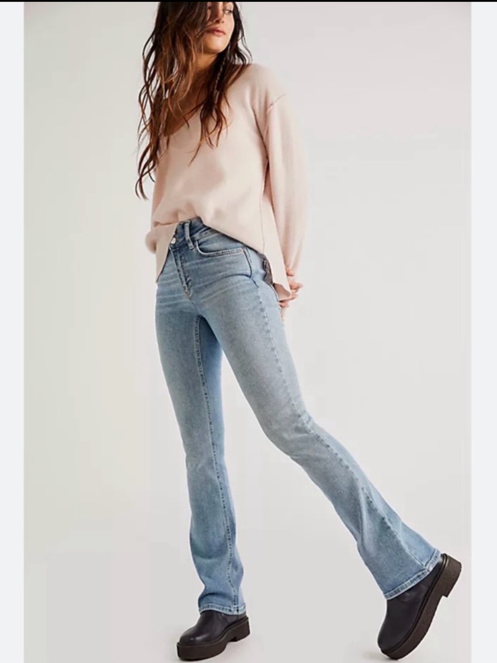 Free People We The Free Shayla Mid-rise Light Blue Bootcut Jeans Size 26